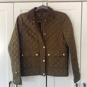 J Crew Quilted Olive Green Jacket XXS